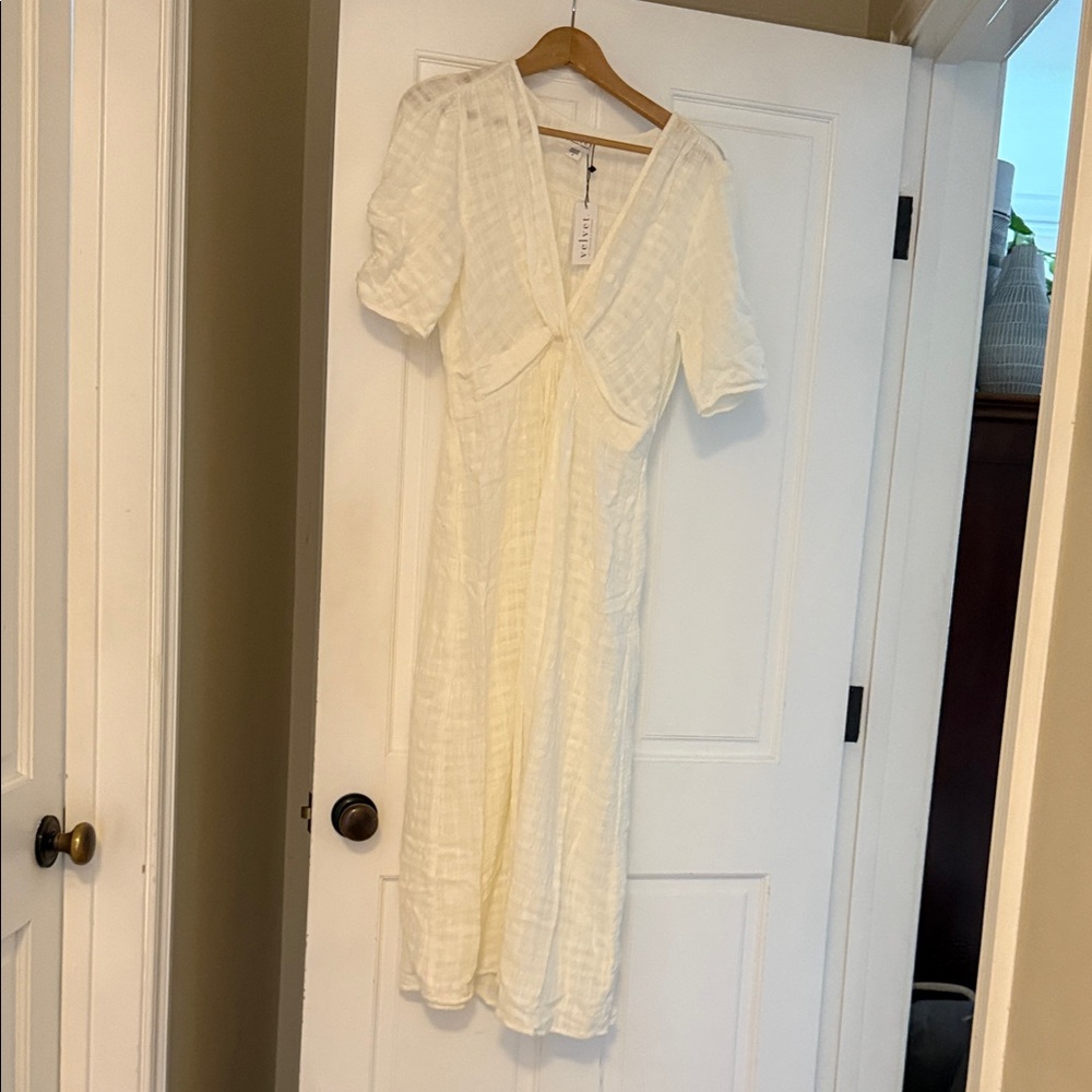 Velvet Cream Midi Dress